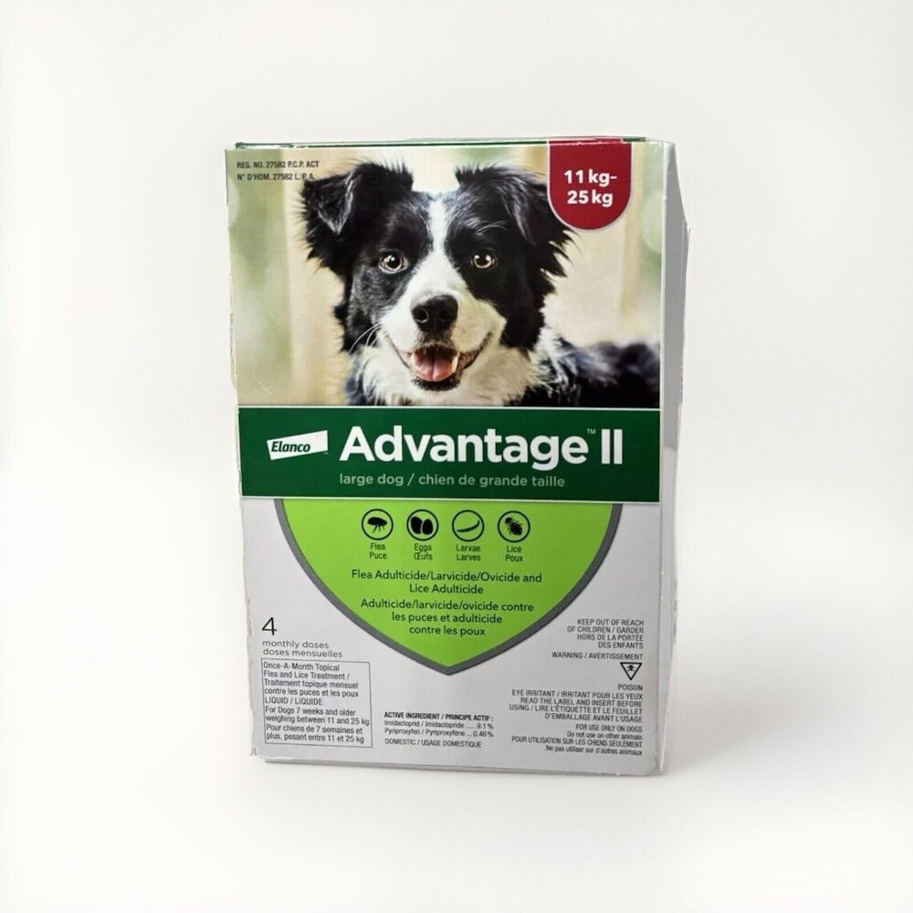 Advantage II Topical flea & lice protection for dogs, 11kg to 25kg – *OPEN BOX*